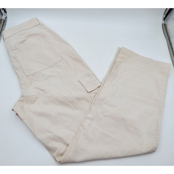 Hollister Ultra High-Rise Dad Cargo Pants White Size W32L 15L/14L Off-White - Picture 1 of 10